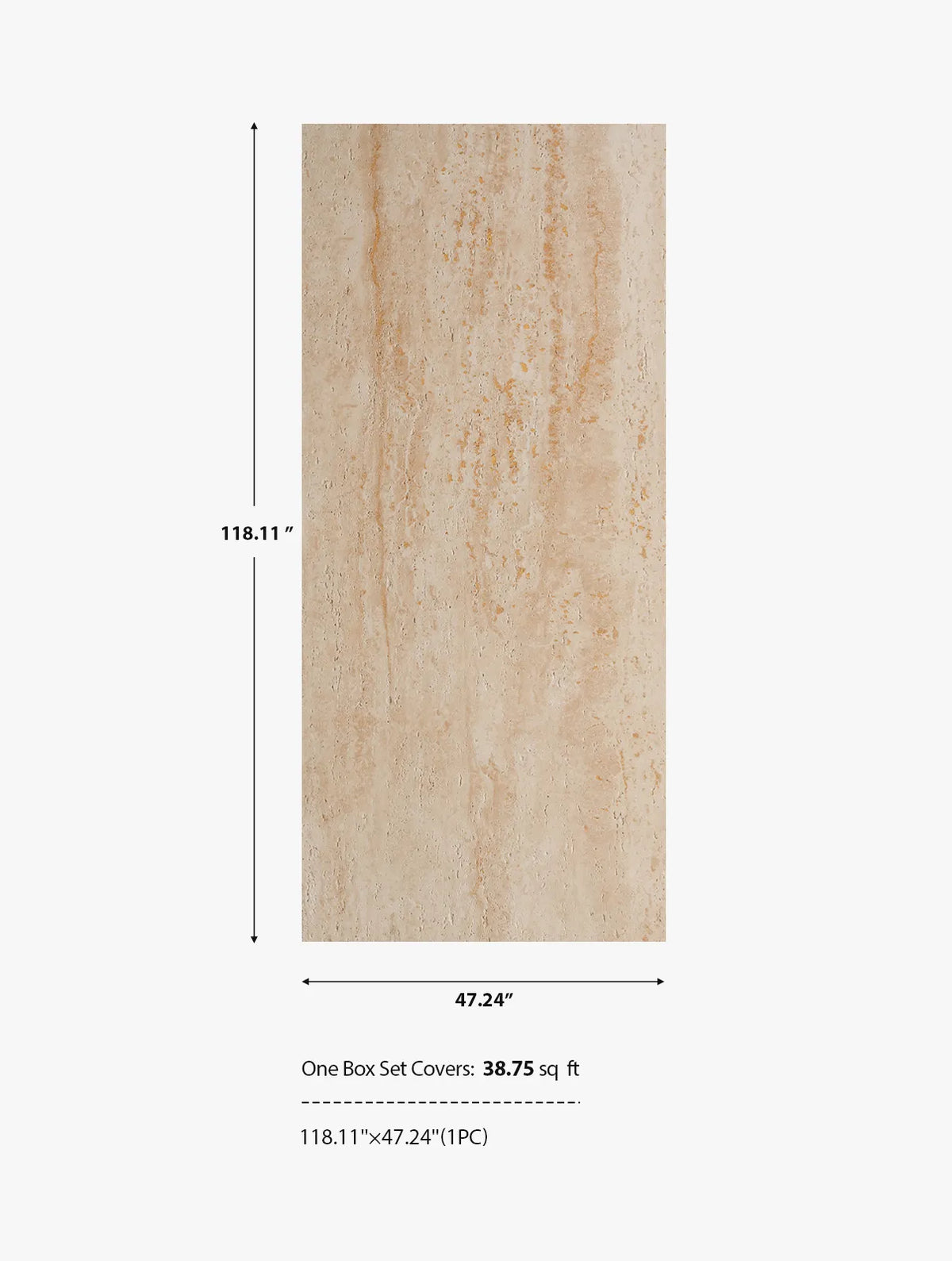 118'' Travertine-Texture Stone Wall Panels | Roman Gold