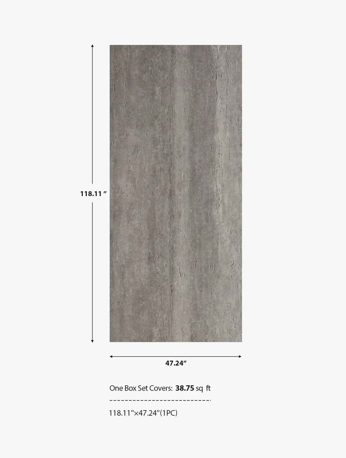 118'' Travertine-Texture Stone Wall Panels | Italy Grey