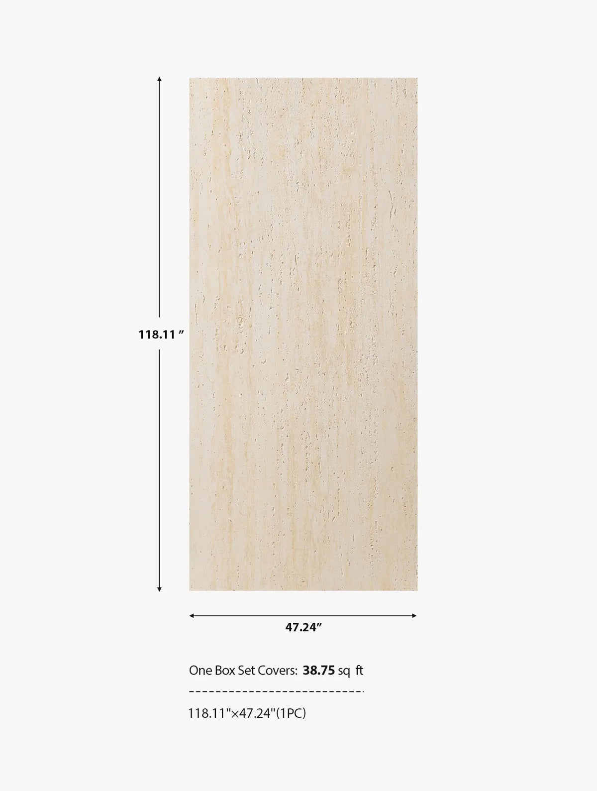 118'' Travertine-Texture Stone Wall Panels | Warm Cream (Original Roman Yellow)