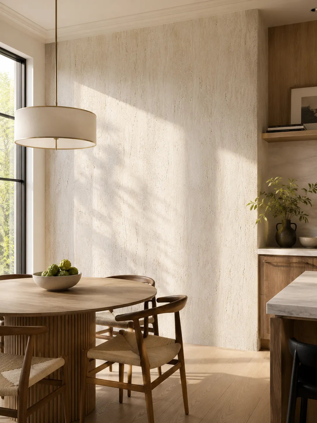 Travertine-Texture Stone Wall Panels | Milan Ivory