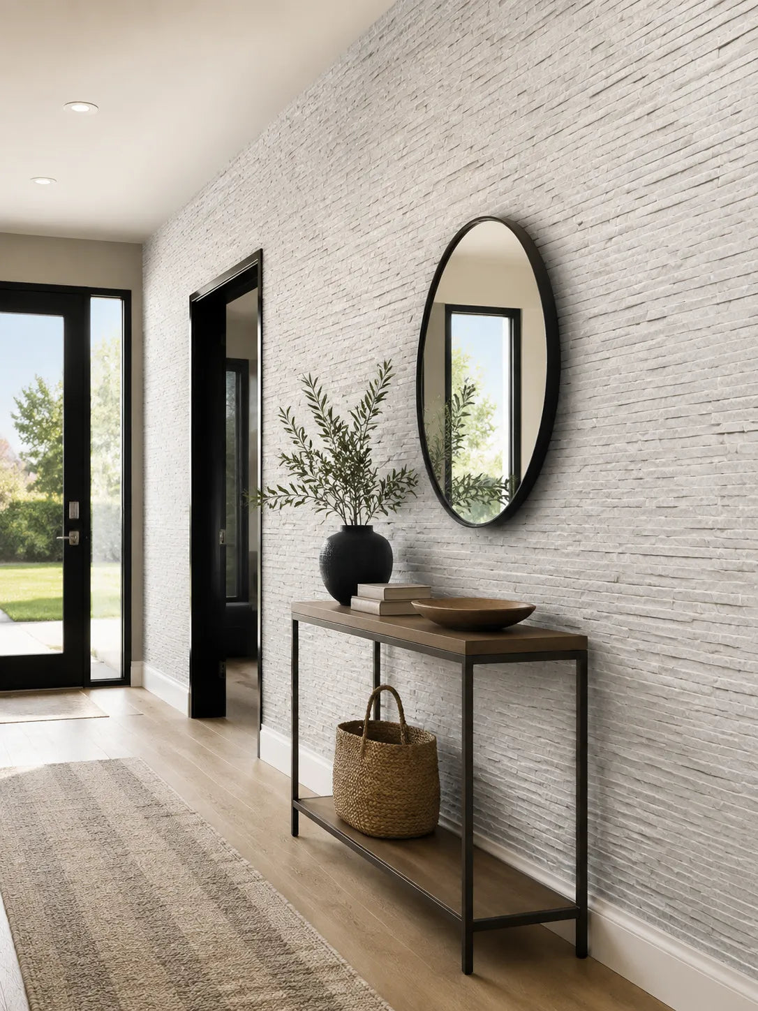 3D Stacked - Texture Stone Wall Panels | White