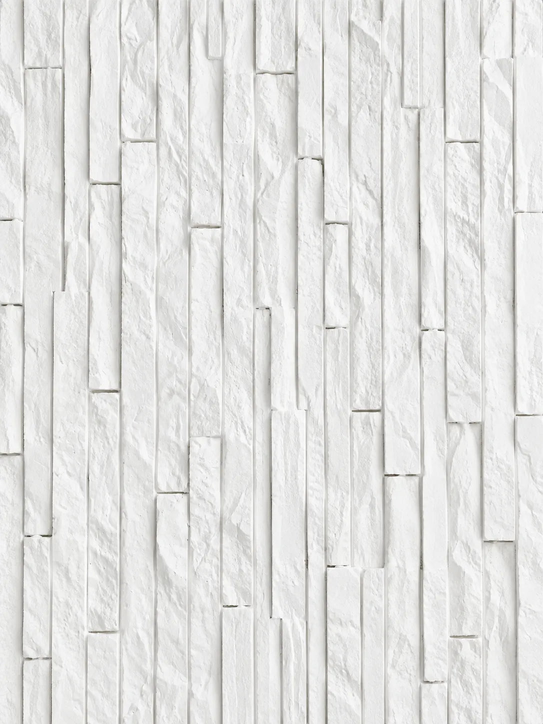 3D Stacked - Texture Stone Wall Panels | White
