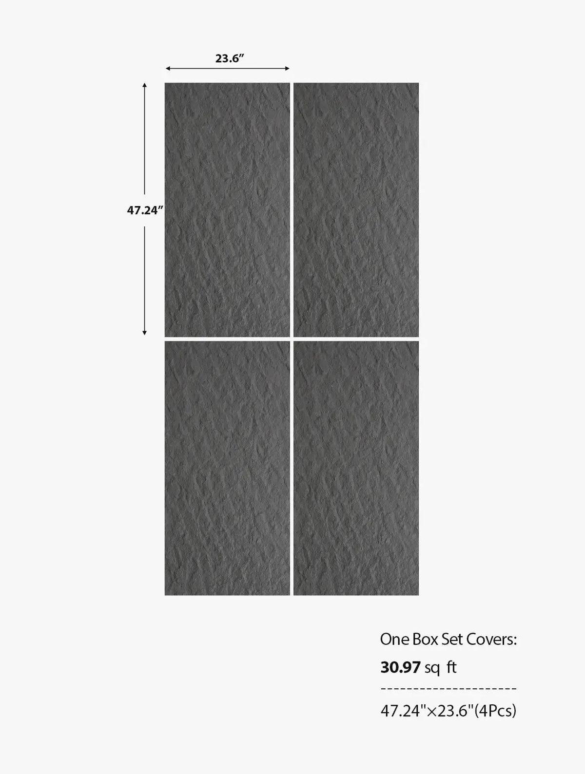 Engineered Faux Stone 3D Wall Panels – Dark Grey Keylanta