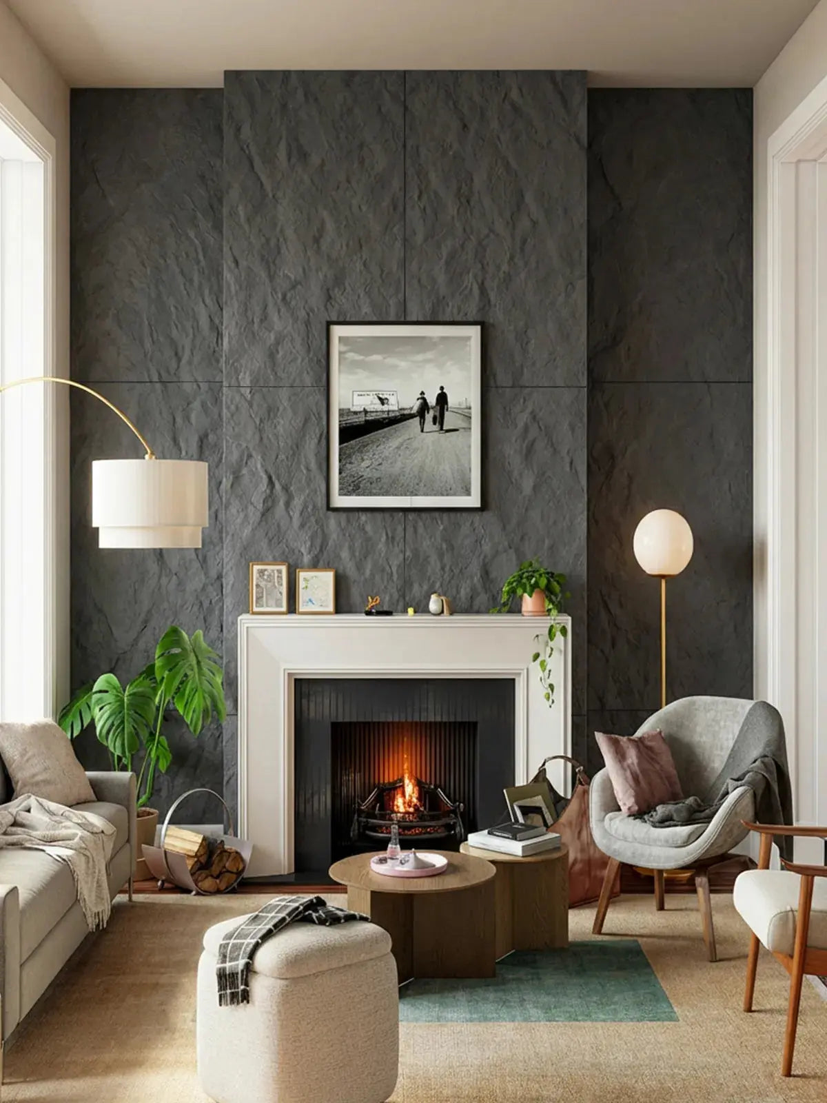 Engineered Faux Stone 3D Wall Panels – Dark Grey Keylanta