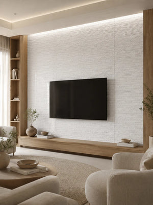 Thin Version Stacked - Texture Stone Wall Panels | White