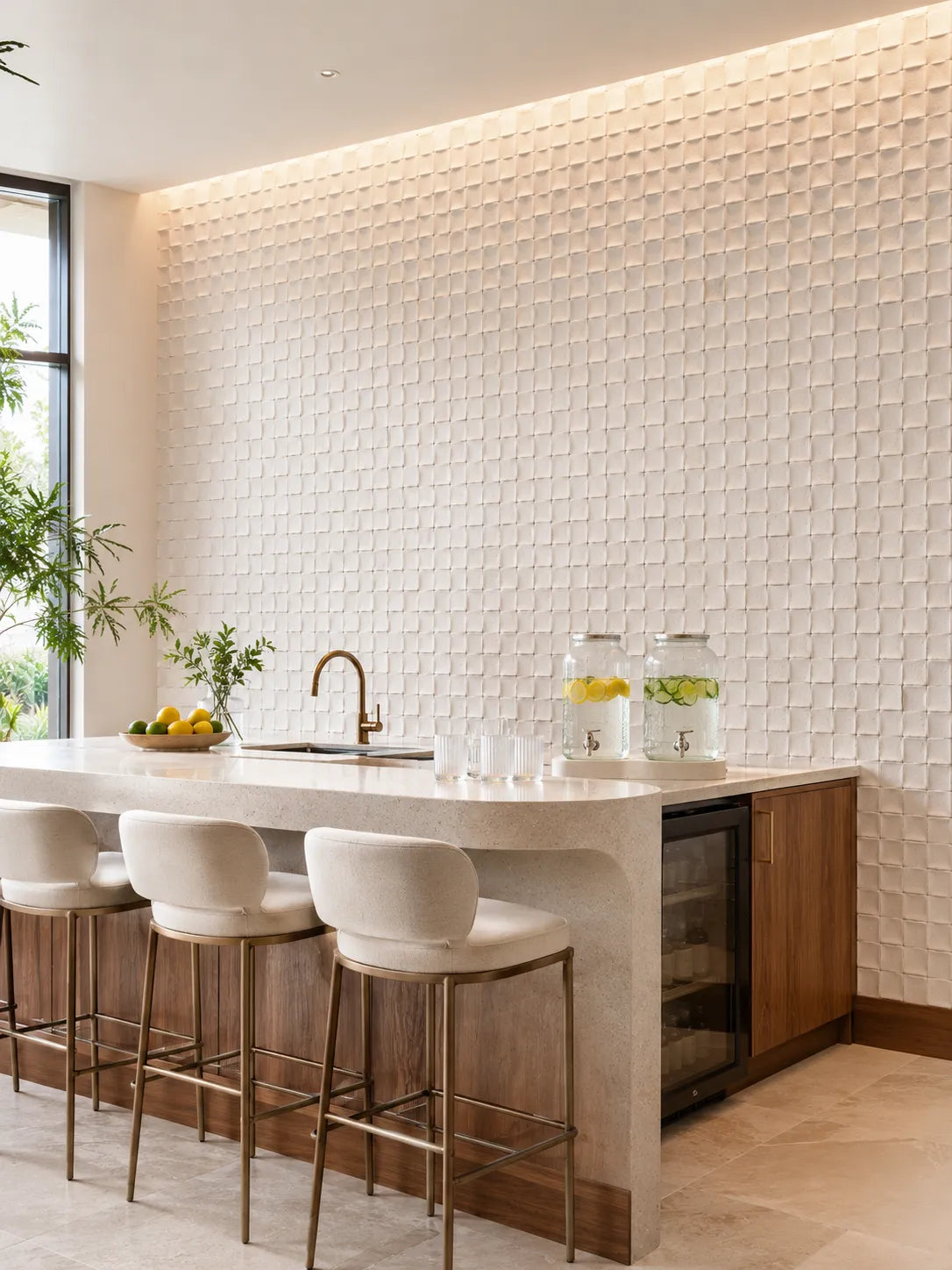 Mosaic Texture Stone Wall Panels | White