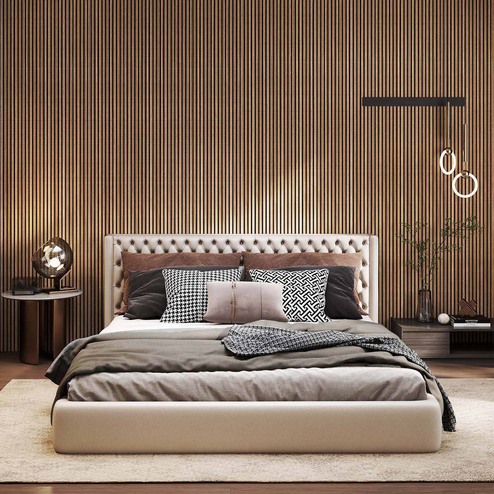 Acoustic wood slat wall panels for home studios