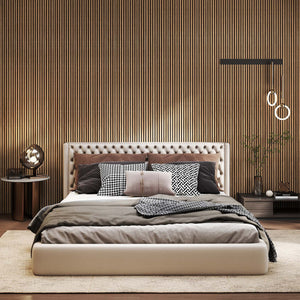 Acoustic wood slat wall panels for home studios