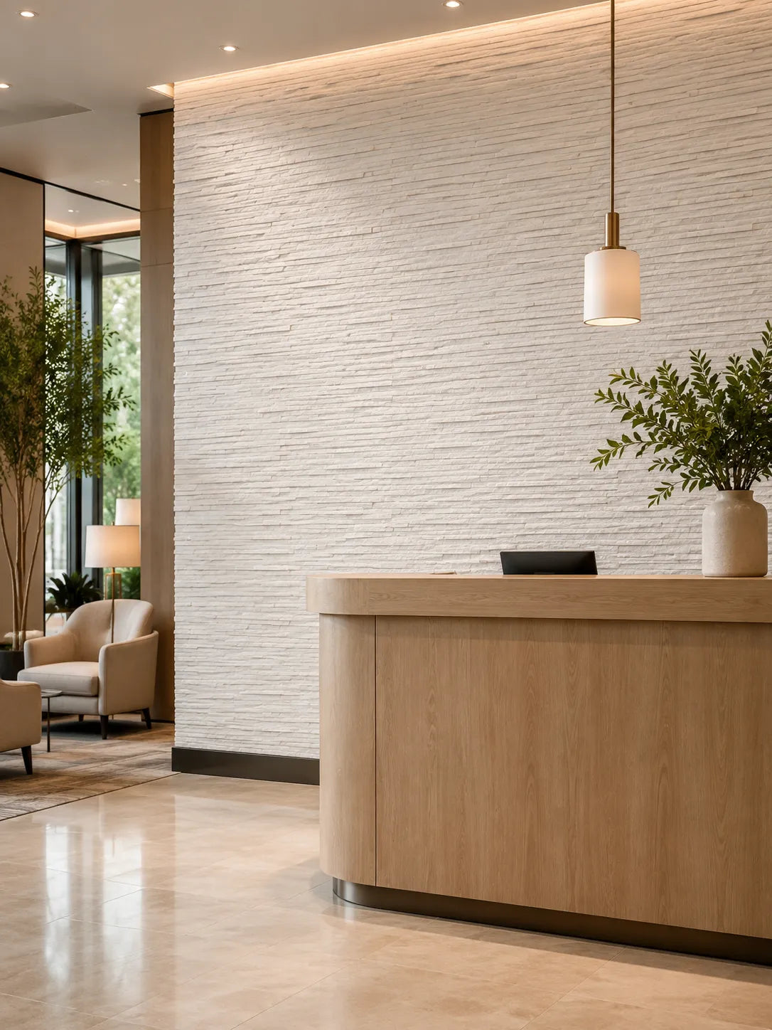 3D Stacked - Texture Stone Wall Panels | White