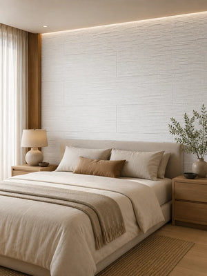 Thin Version Stacked - Texture Stone Wall Panels | White