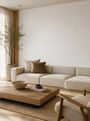 Thin Version Stacked - Texture Stone Wall Panels | White