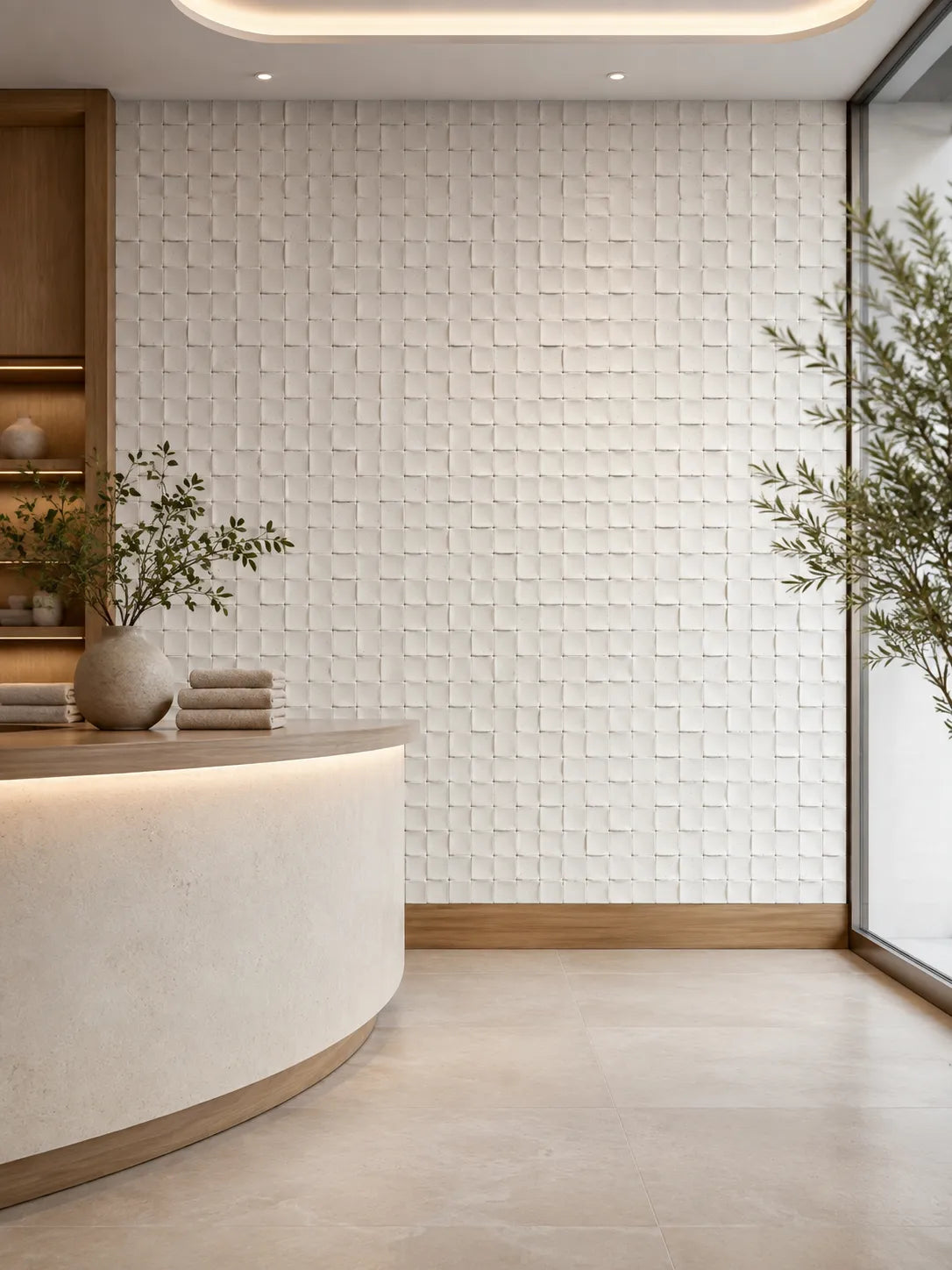 Mosaic Texture Stone Wall Panels | White
