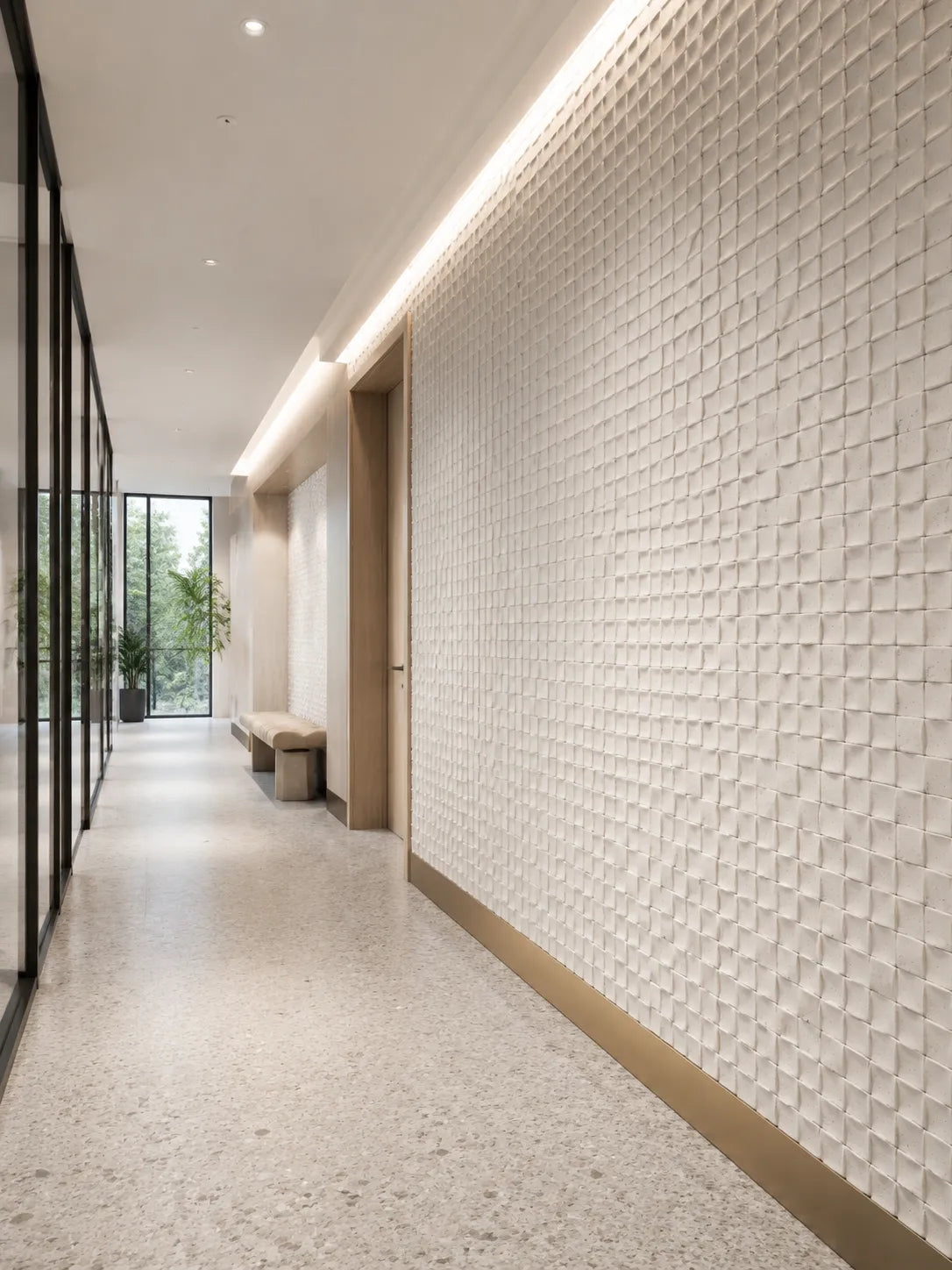 Mosaic Texture Stone Wall Panels | White