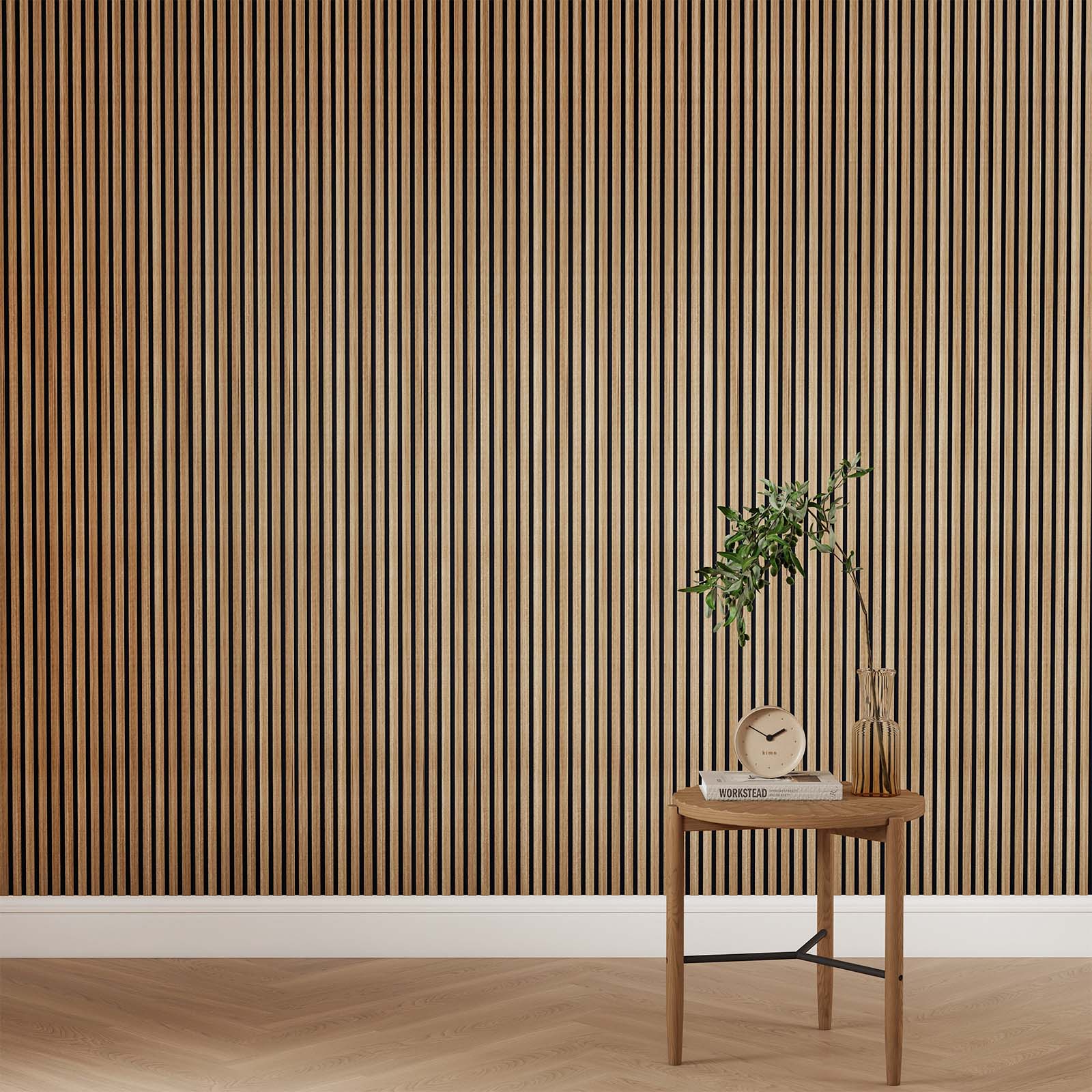 Acoustic treatment wooden slat panels