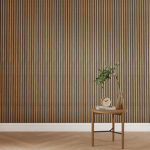 Acoustic treatment wooden slat panels