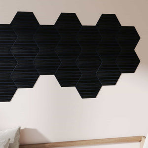 Black Hexagon Acoustic Slat Wall Panels - Stick