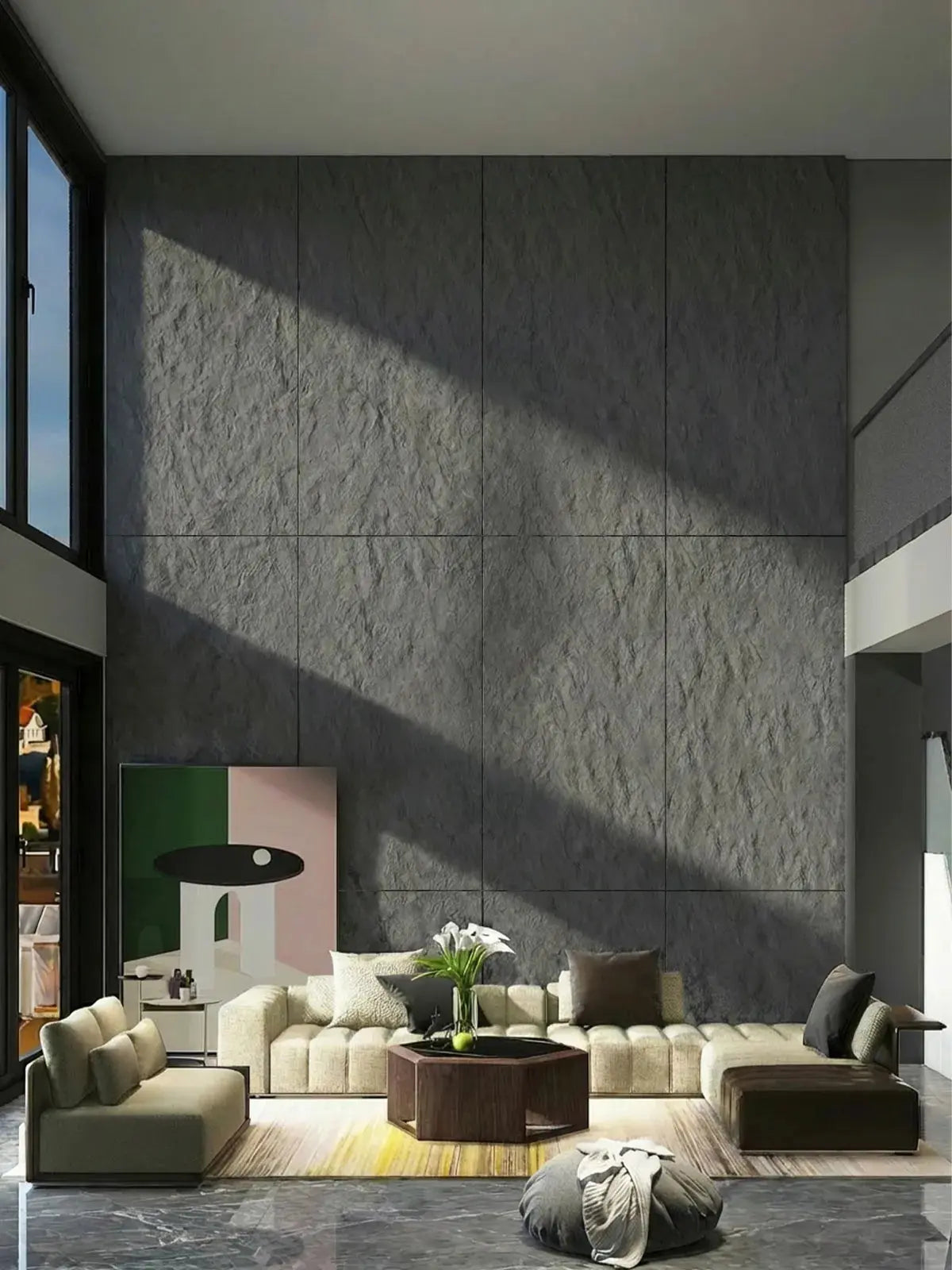 Engineered Faux Stone 3D Wall Panels – Dark Grey Keylanta