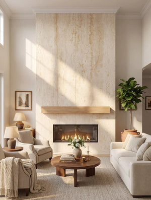 3D Flexible Travertine Stone Wall Panels - Roman Gold